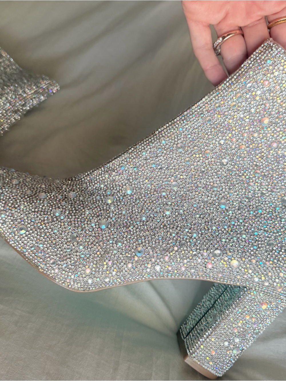 Betsy Johnson Sparkle Crystal-Embellished Boot - Silver